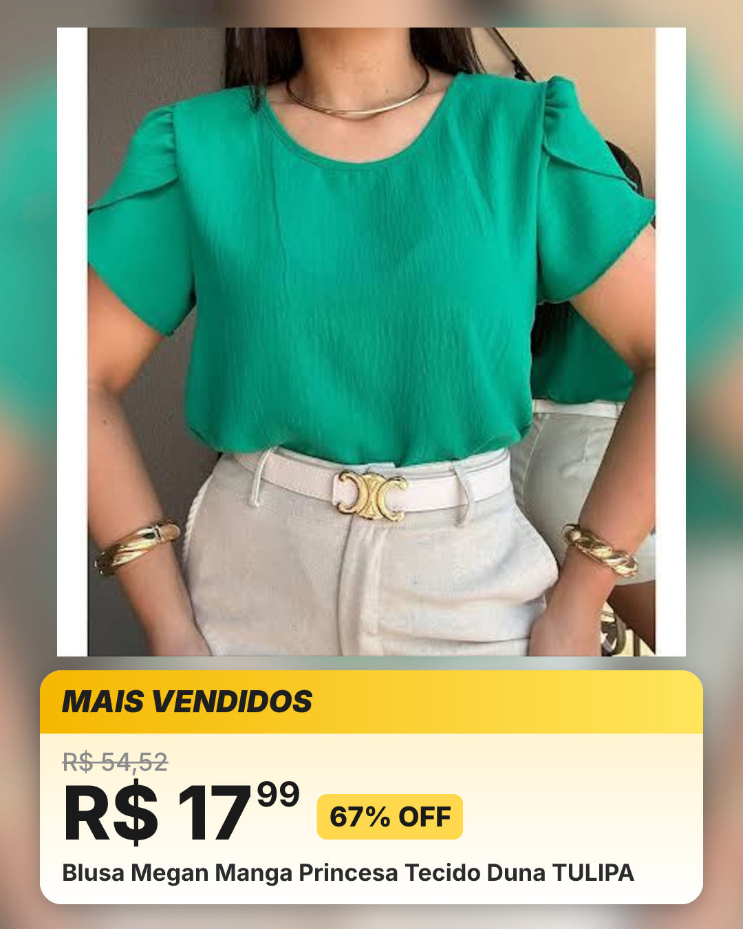 Blusa Megan Manga Princesa Tecido Duna TULIPA