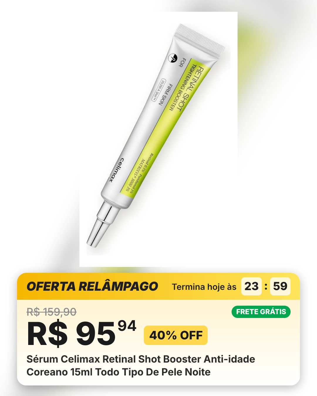 Sérum Celimax Retinal Shot Booster Anti-idade Coreano 15ml Todo Tipo De Pele Noite