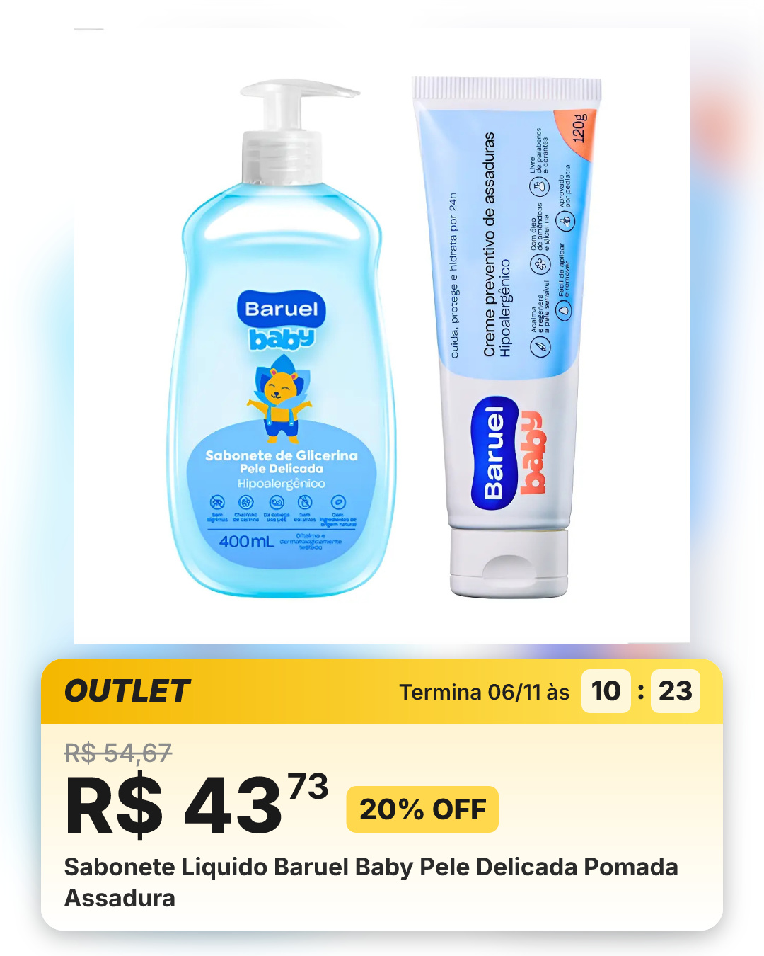 Sabonete Liquido Baruel Baby Pele Delicada Pomada Assadura