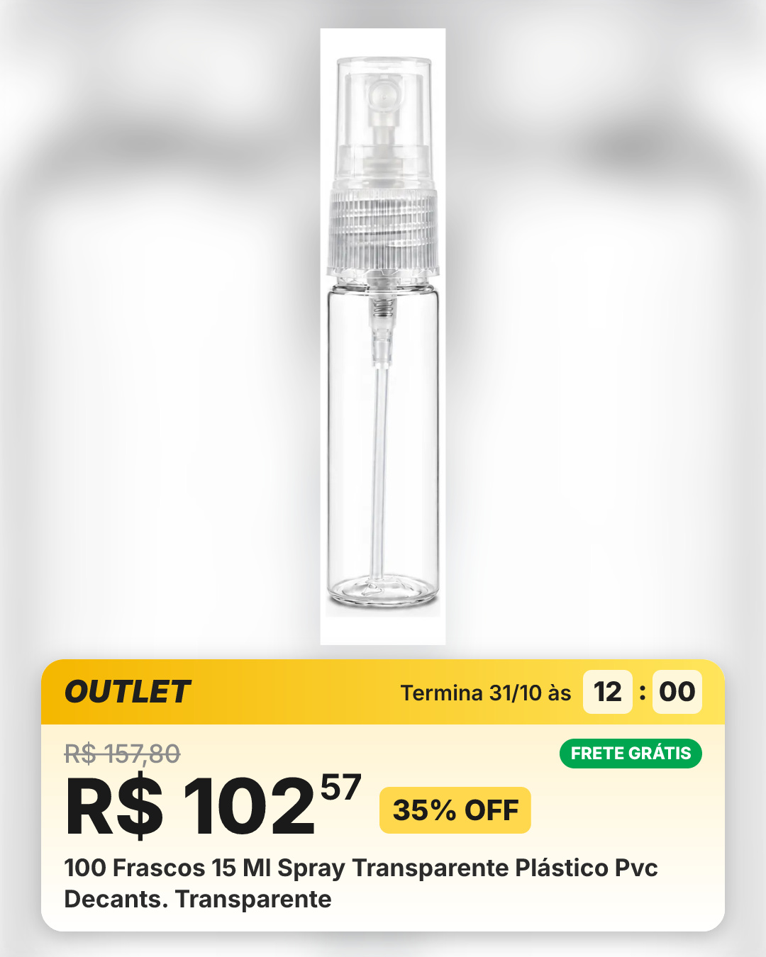 100 Frascos 15 Ml Spray Transparente Plástico Pvc Decants. Transparente