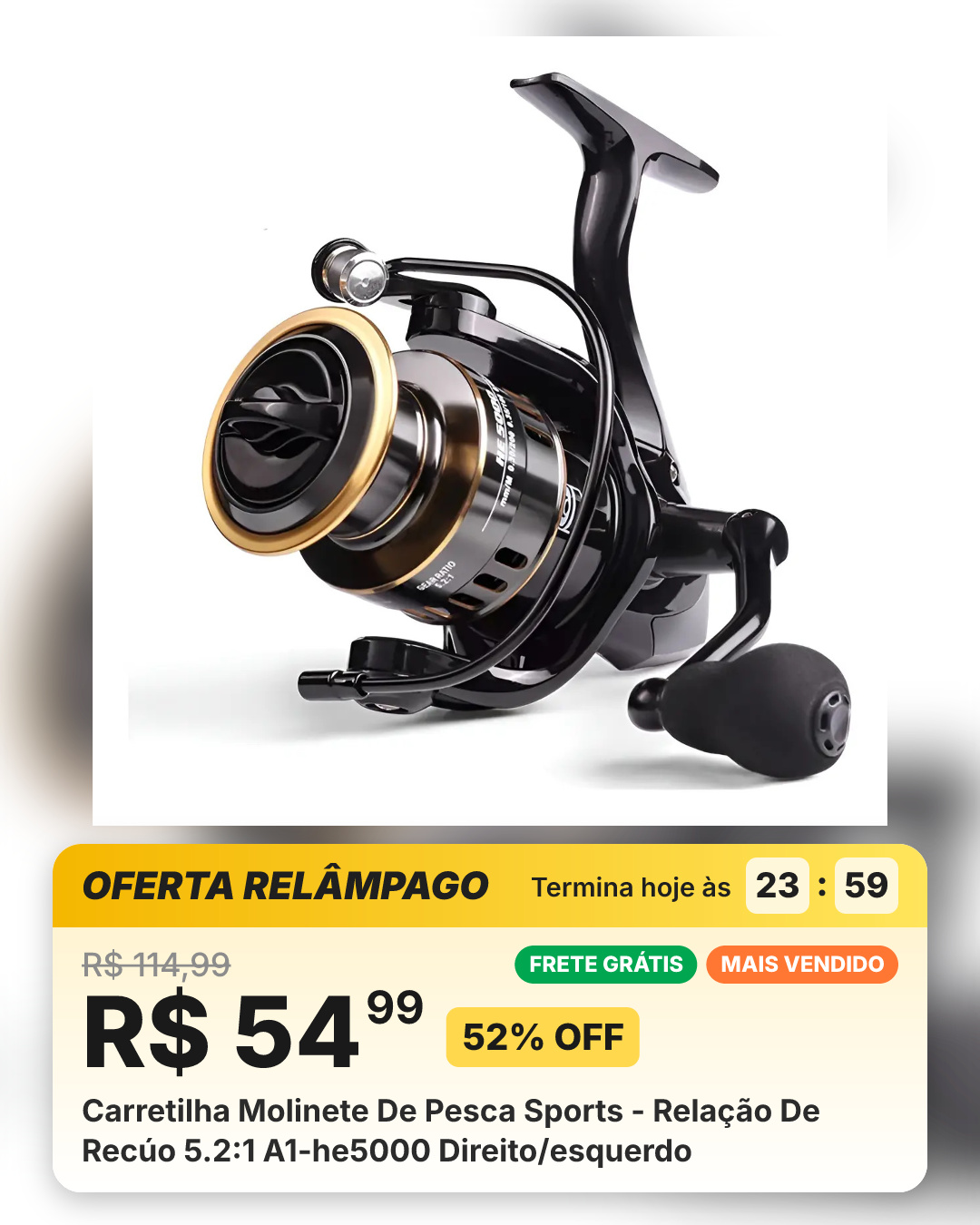 Carretilha Molinete De Pesca Sports - Relação De Recúo 5.2:1 A1-he5000 Direito/esquerdo