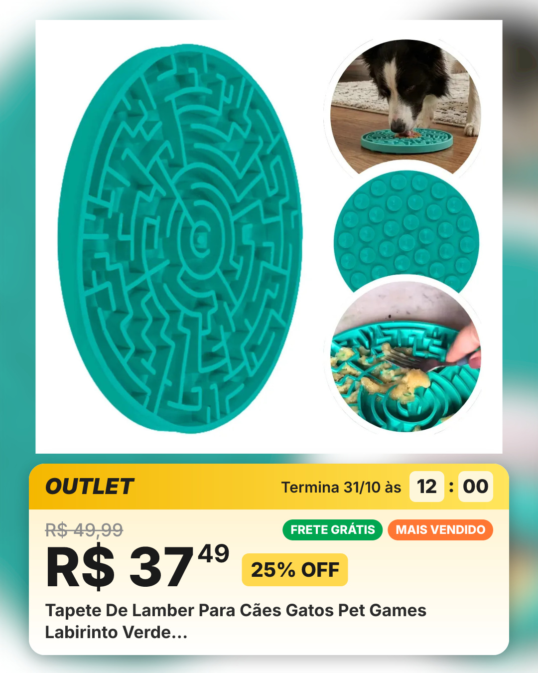 Tapete De Lamber Para Cães Gatos Pet Games Labirinto Verde…