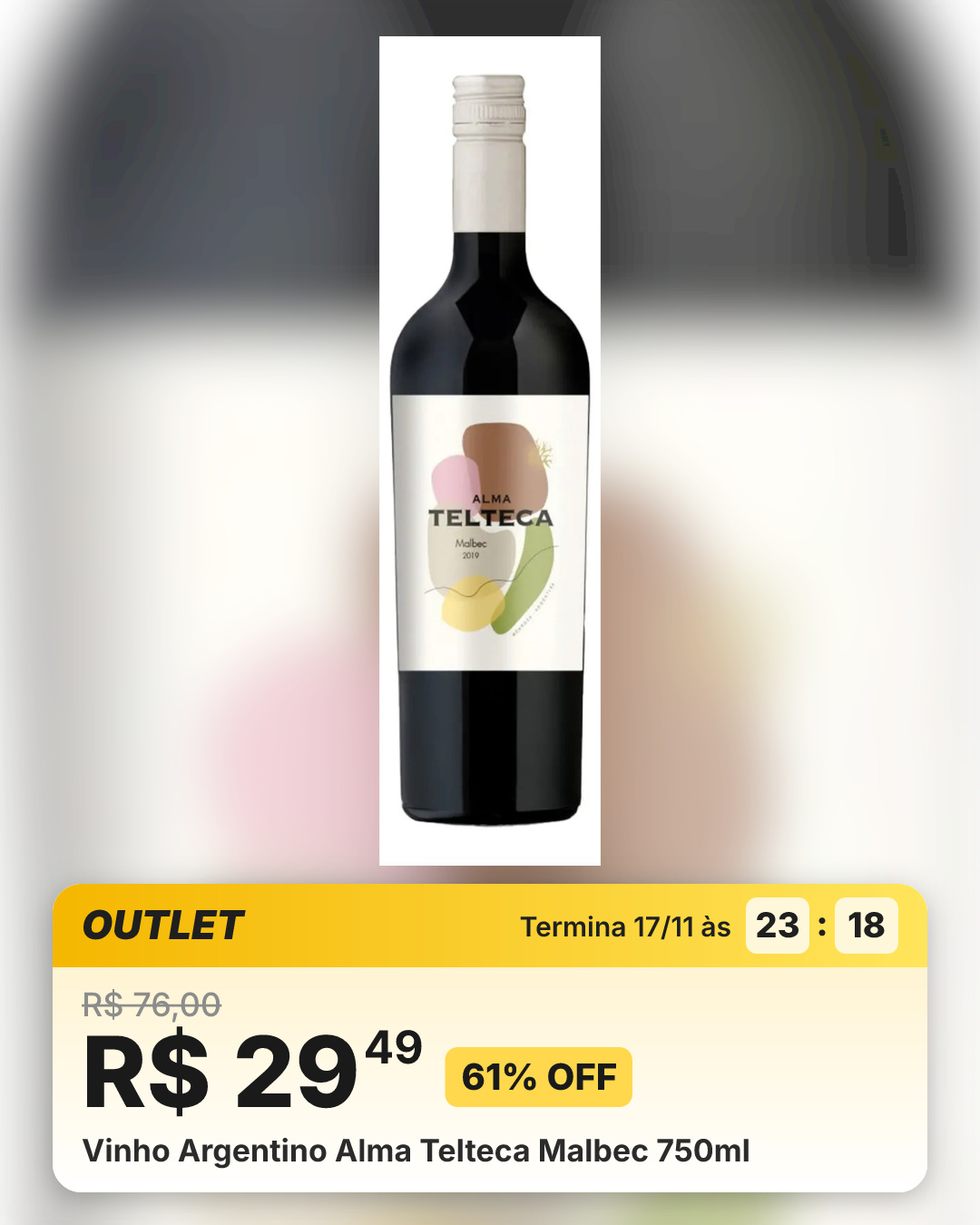 Vinho Argentino Alma Telteca Malbec 750ml