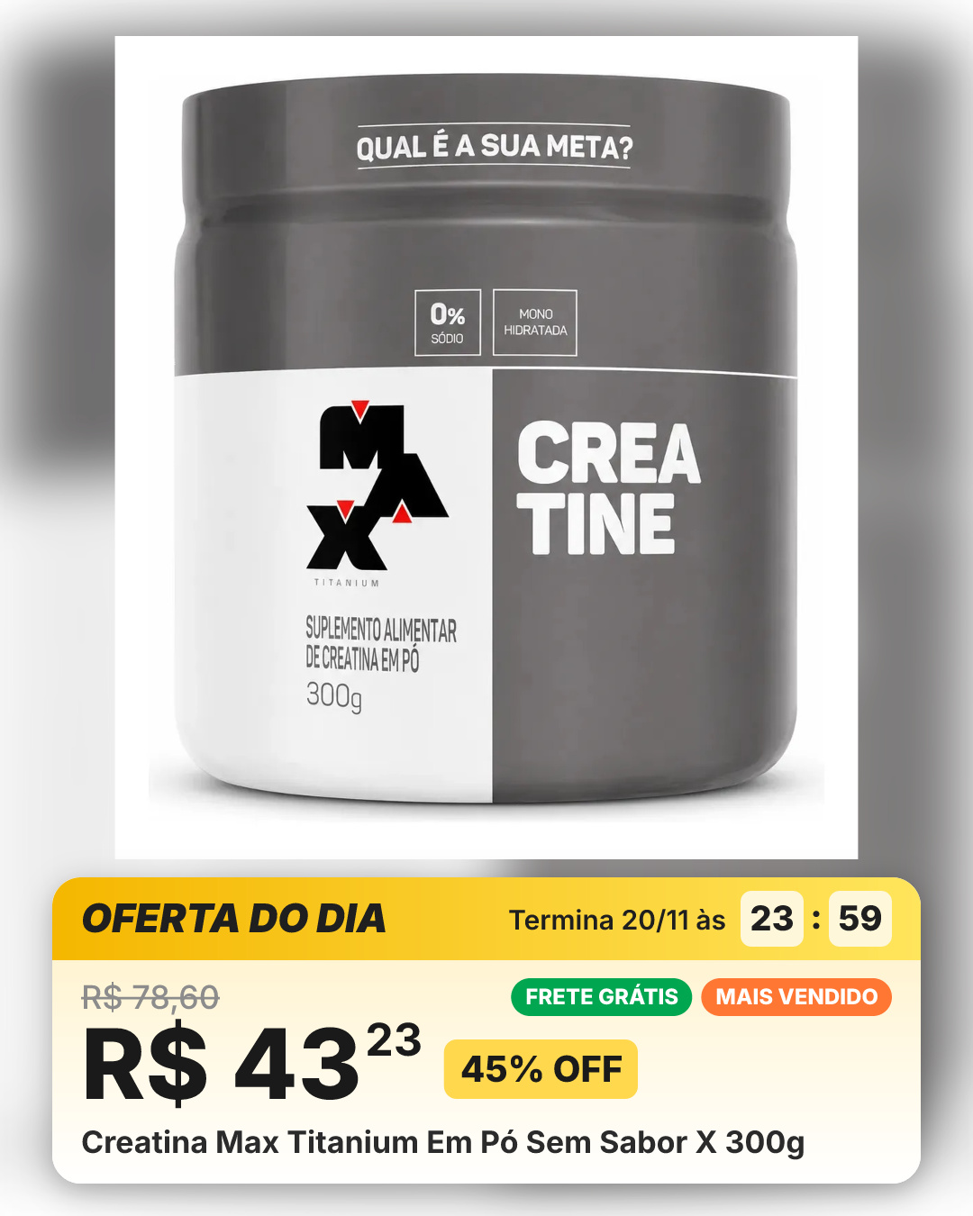 Creatina Max Titanium Em Pó Sem Sabor X 300g