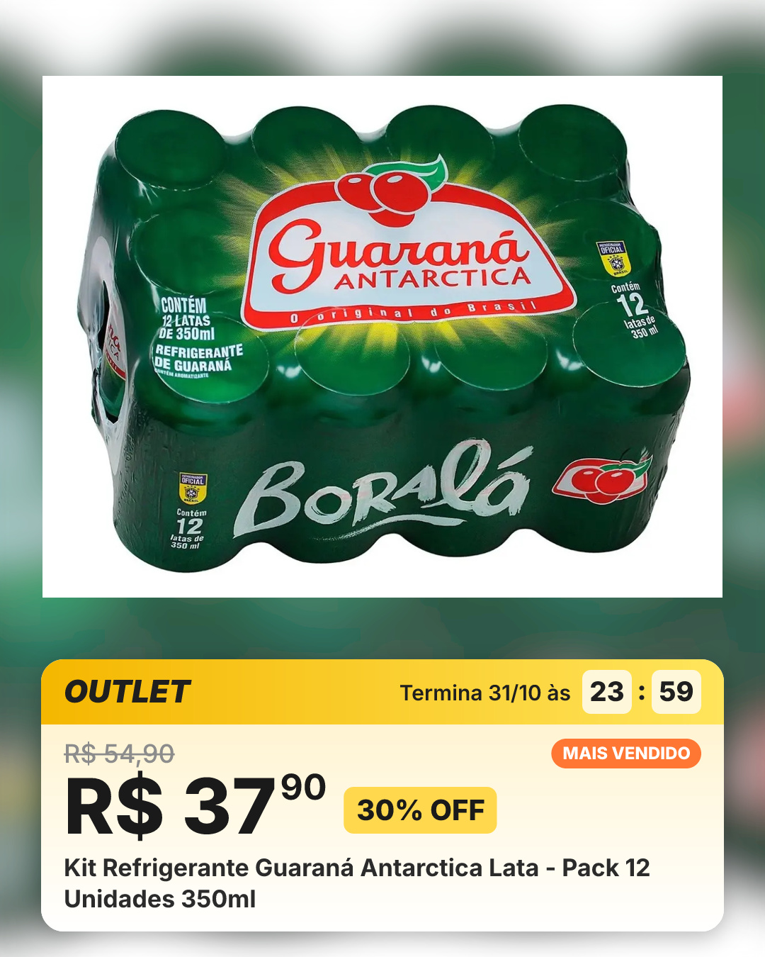 Kit Refrigerante Guaraná Antarctica Lata - Pack 12 Unidades 350ml
