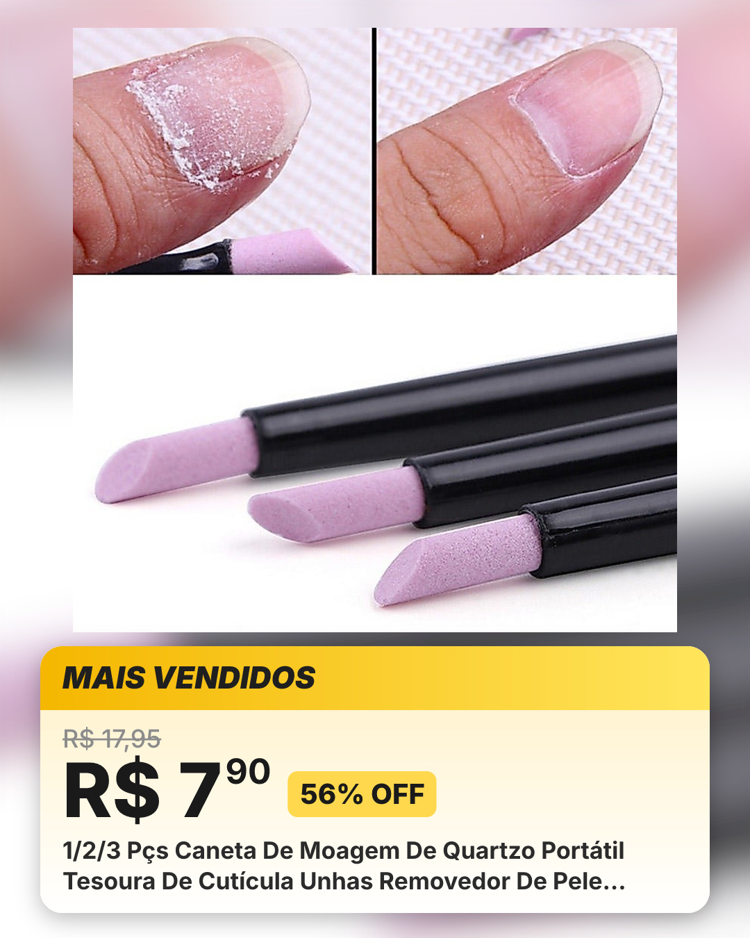 1/2/3 Pçs Caneta De Moagem De Quartzo Portátil Tesoura De Cutícula Unhas Removedor De Pele Morta Vara Arquivos De Unhas