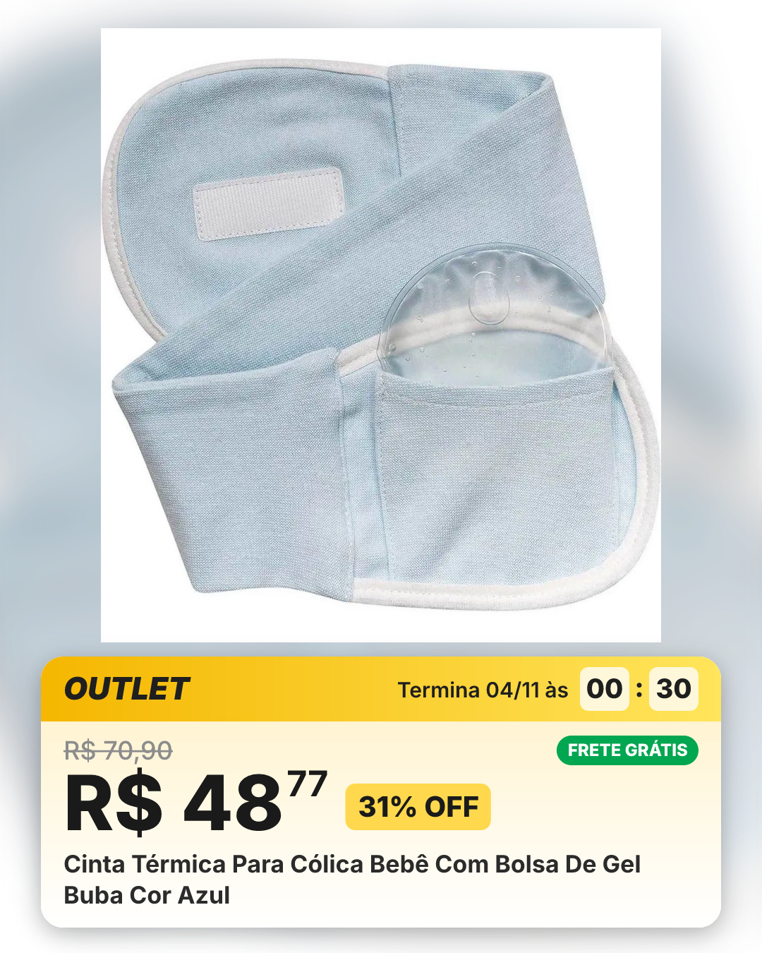 Cinta Térmica Para Cólica Bebê Com Bolsa De Gel Buba Cor Azul