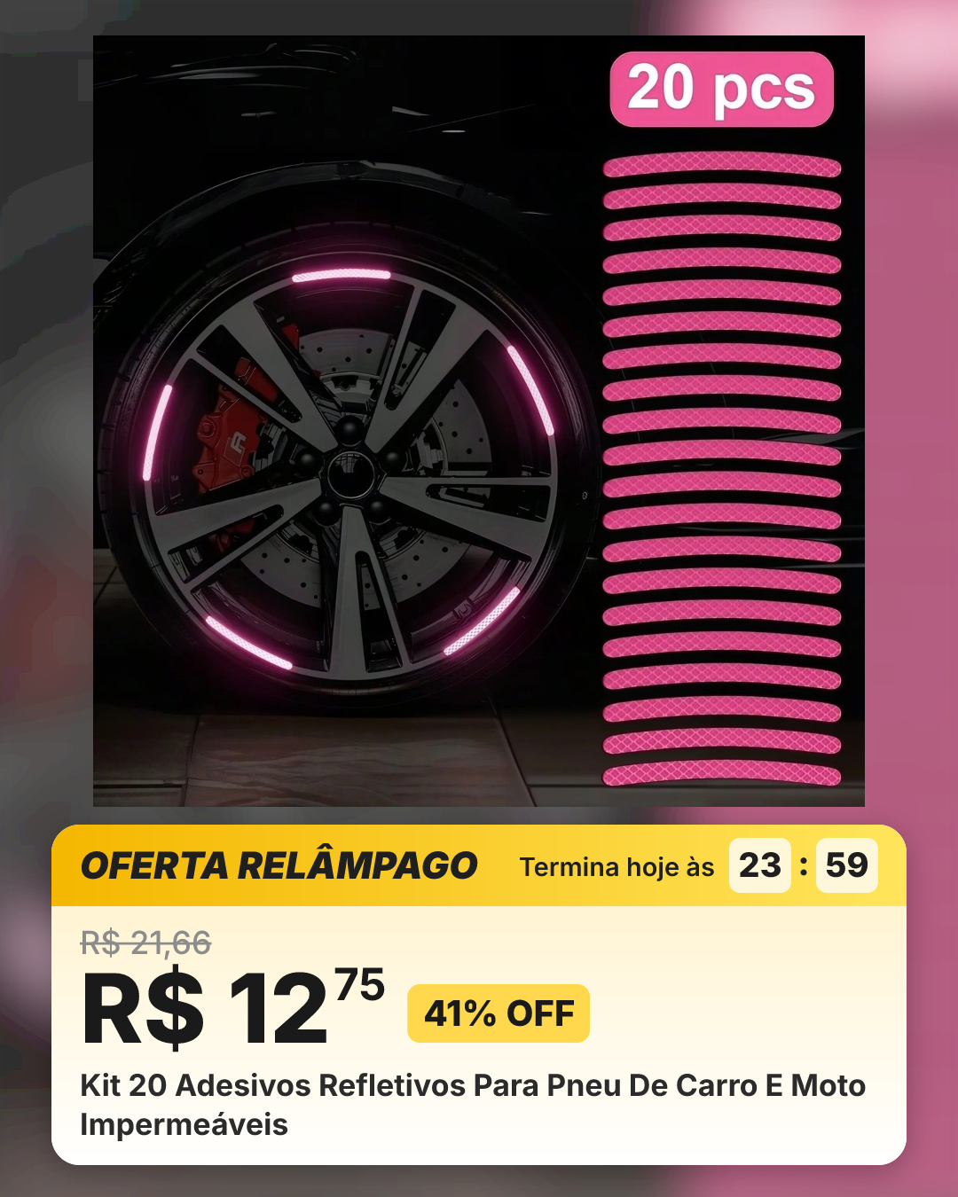 Kit 20 Adesivos Refletivos Para Pneu De Carro E Moto Impermeáveis