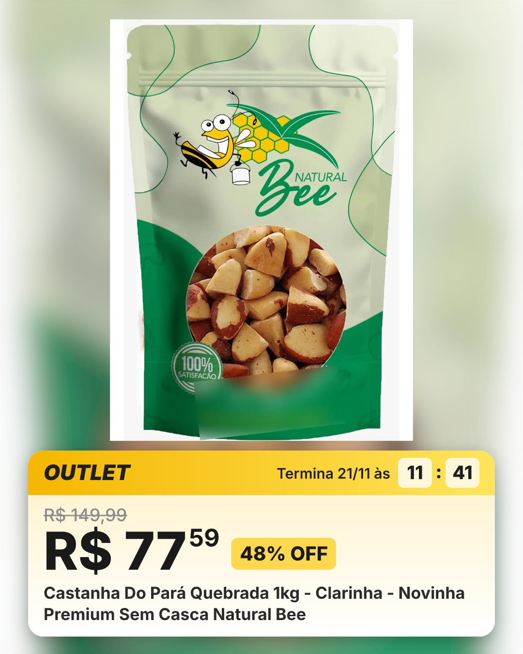 Castanha Do Pará Quebrada 1kg - Clarinha - Novinha Premium Sem Casca Natural Bee