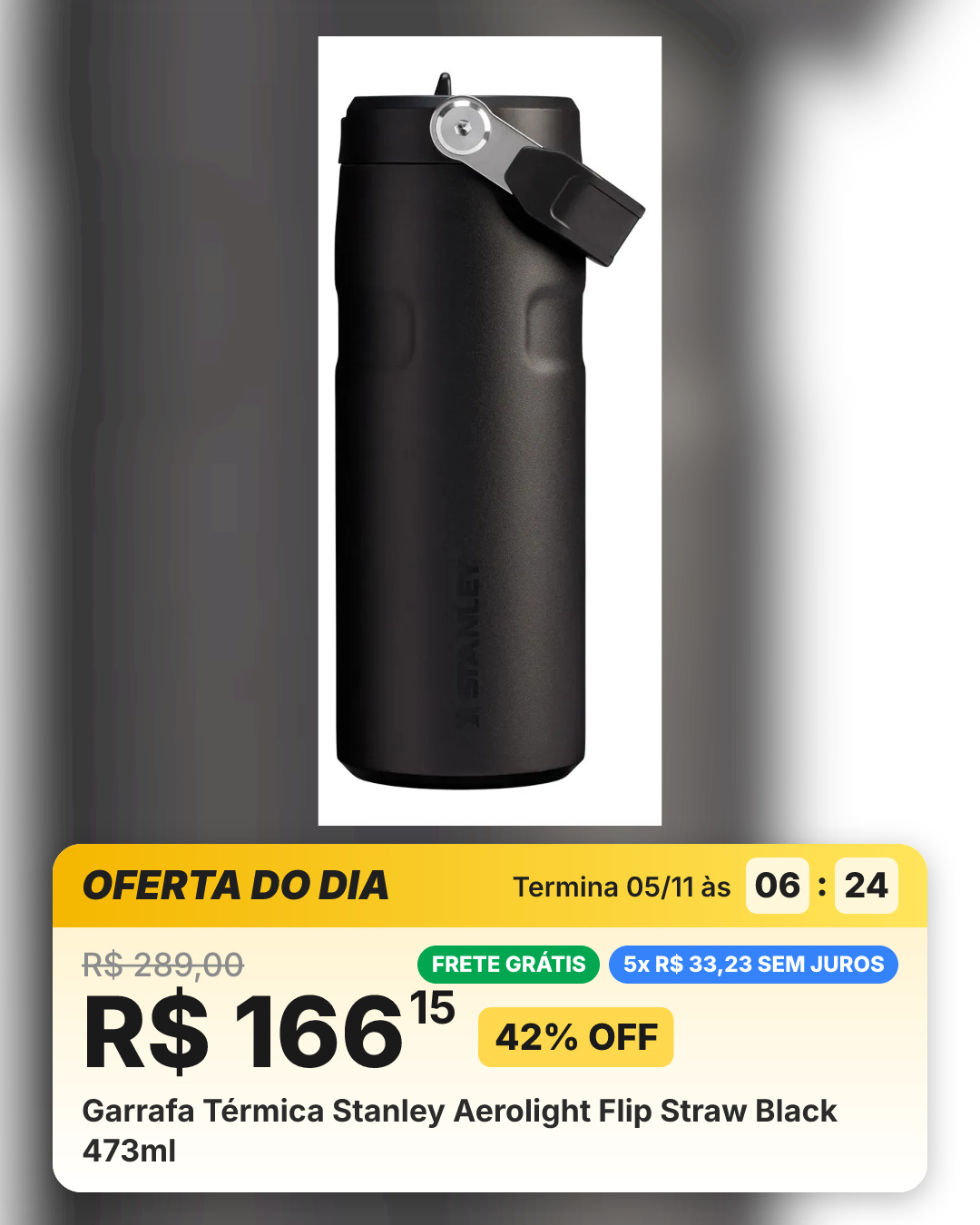 Garrafa Térmica Stanley Aerolight Flip Straw Black 473ml