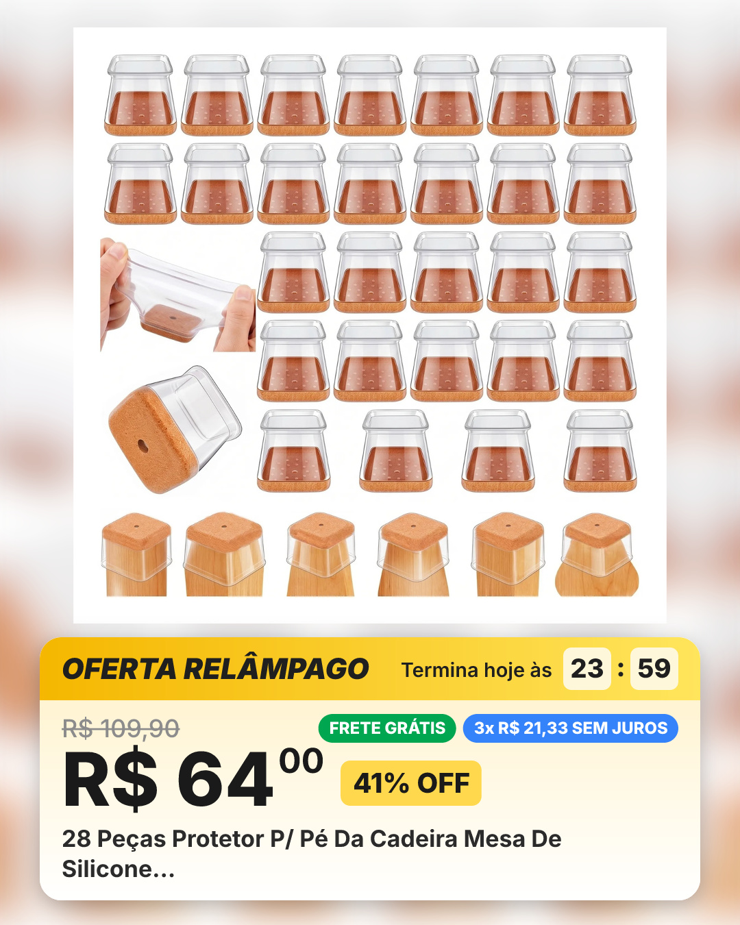28 Peças Protetor P/ Pé Da Cadeira Mesa De Silicone…