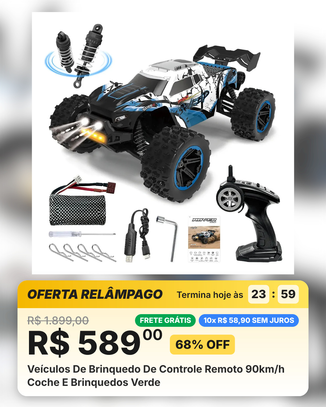 Veículos De Brinquedo De Controle Remoto 90km/h Coche E Brinquedos Verde