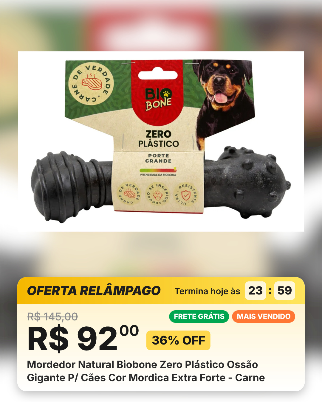 Mordedor Natural Biobone Zero Plástico Ossão Gigante P/ Cães Cor Mordica Extra Forte - Carne