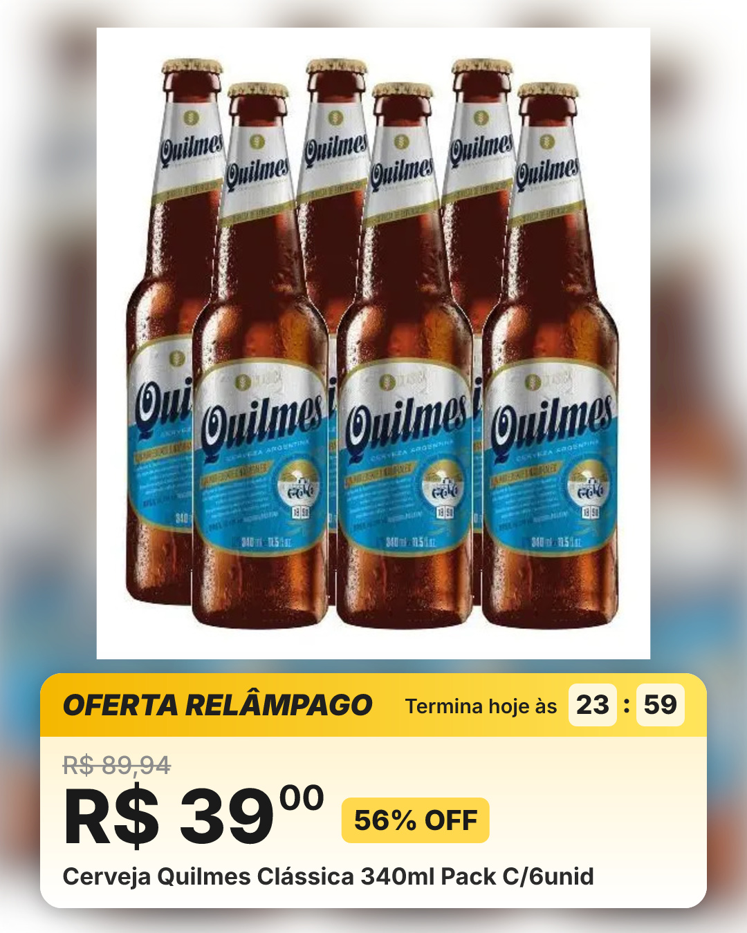 Cerveja Quilmes Clássica 340ml Pack C/6unid