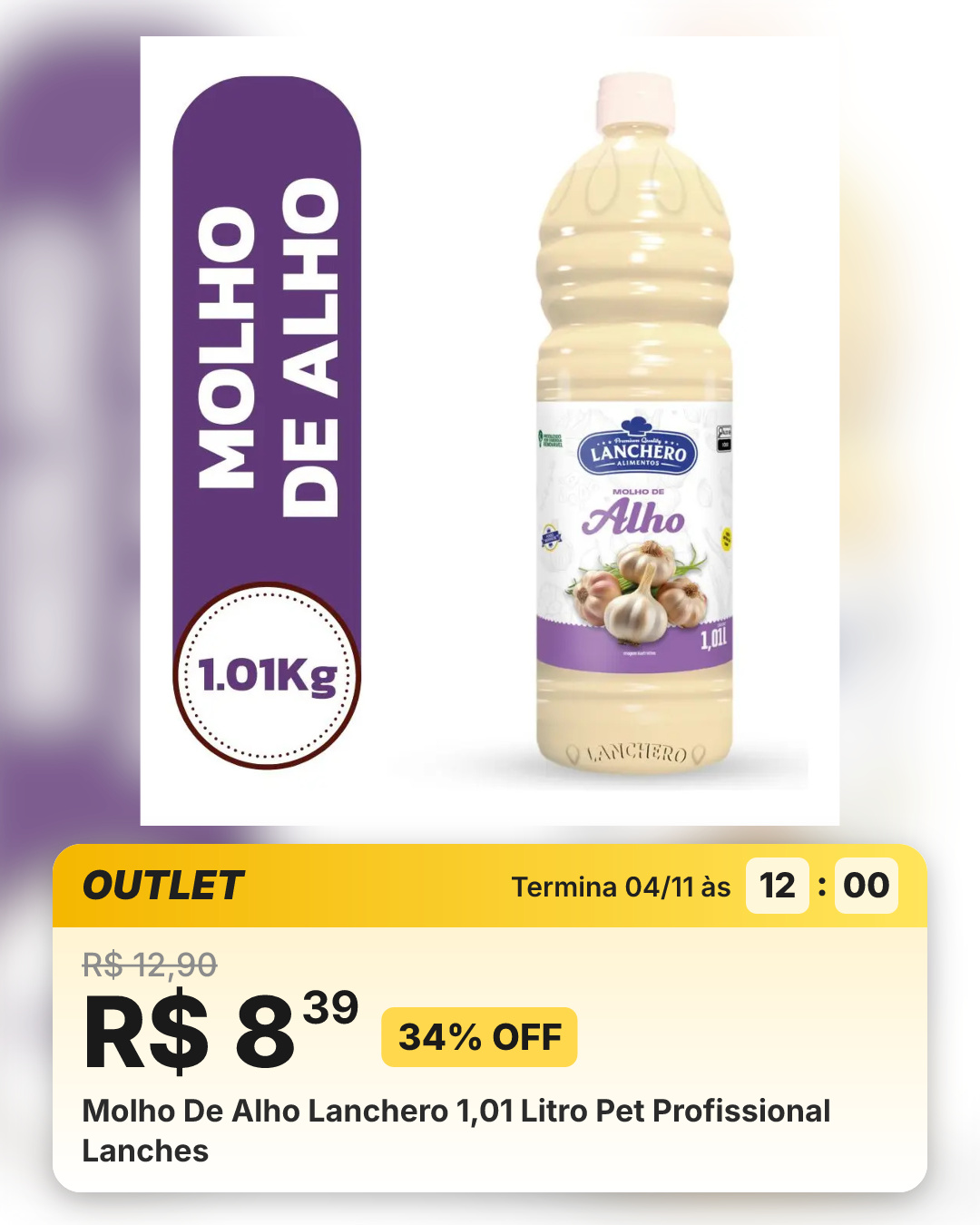 Molho De Alho Lanchero 1,01 Litro Pet Profissional Lanches