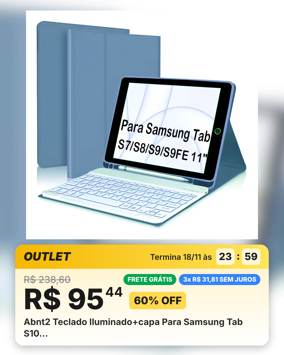 Abnt2 Teclado Iluminado+capa Para Samsung Tab S10…