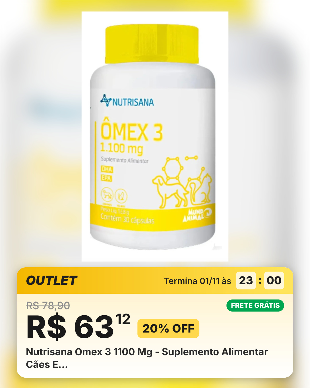 Nutrisana Omex 3 1100 Mg - Suplemento Alimentar Cães E…