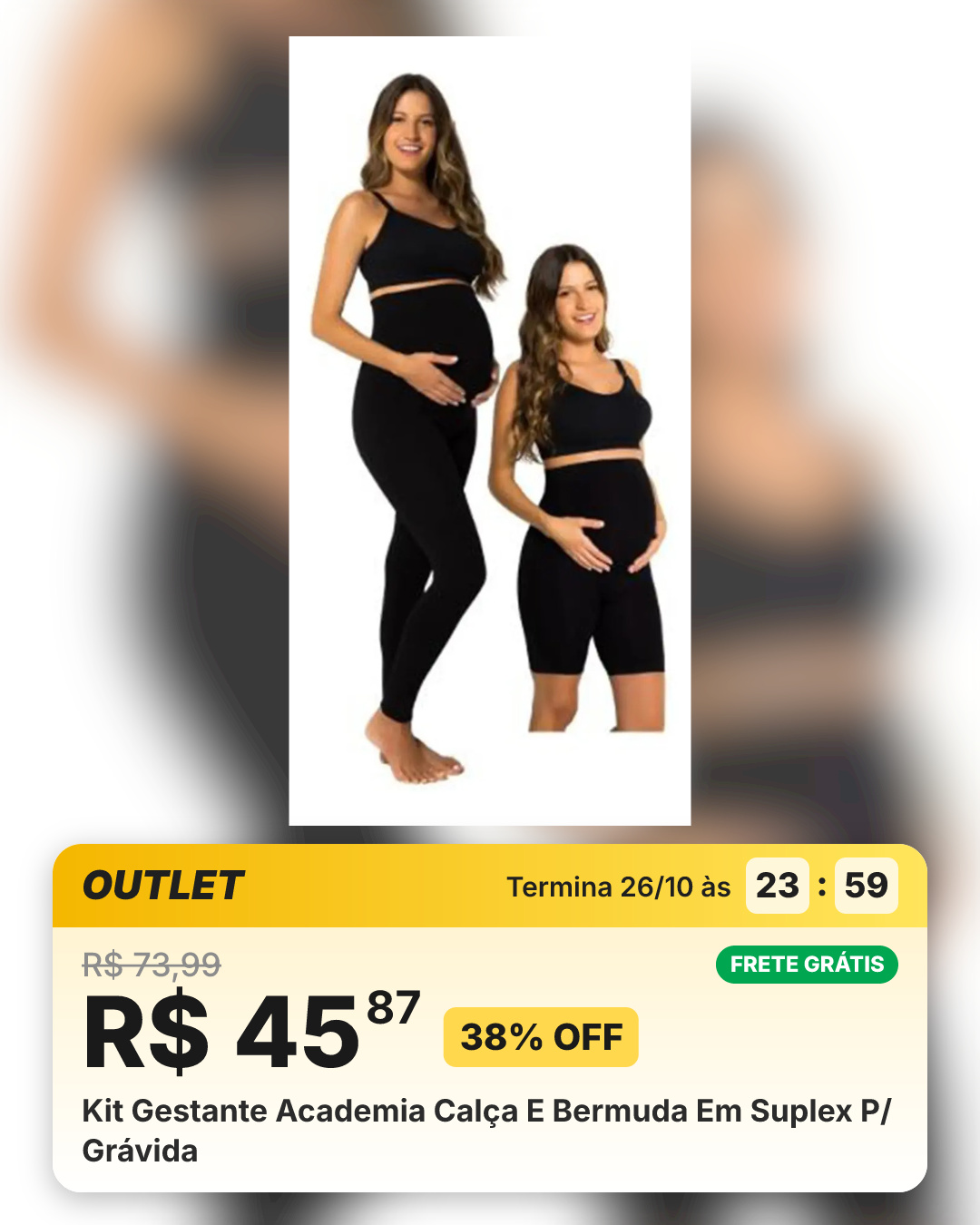 Kit Gestante Academia Calça E Bermuda Em Suplex P/ Grávida