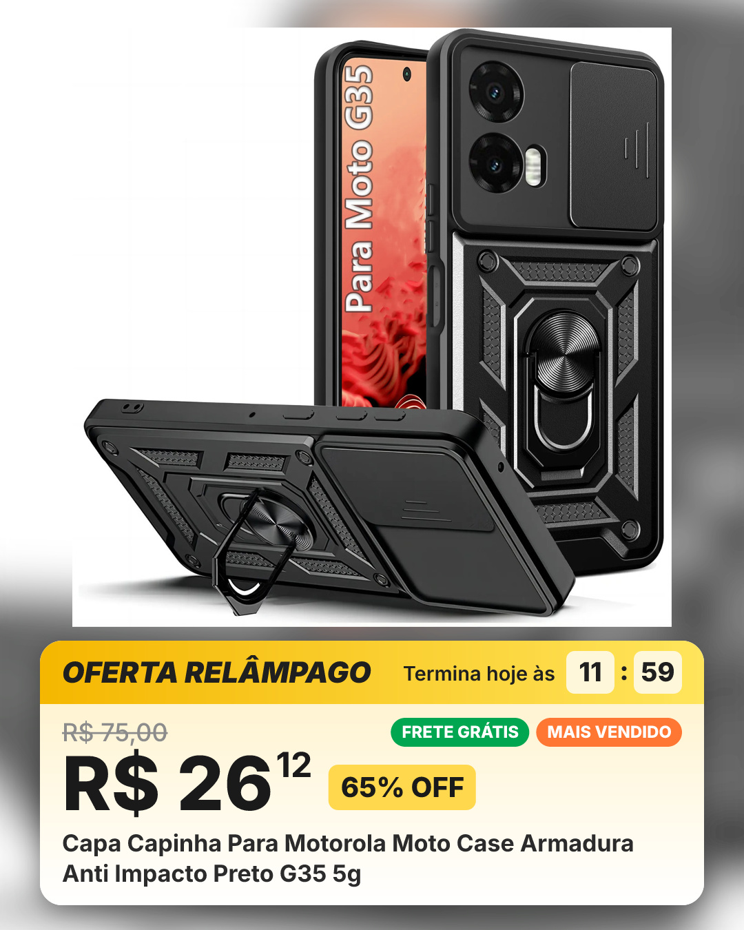 Capa Capinha Para Motorola Moto Case Armadura Anti Impacto Preto G35 5g