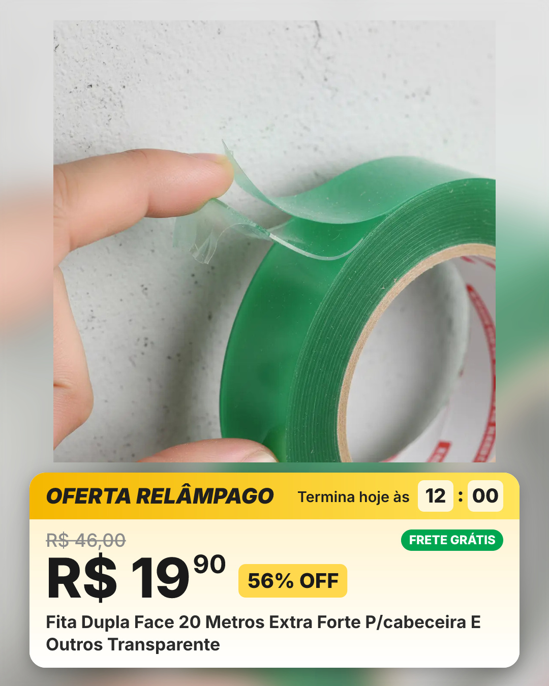 Fita Dupla Face 20 Metros Extra Forte P/cabeceira E Outros Transparente