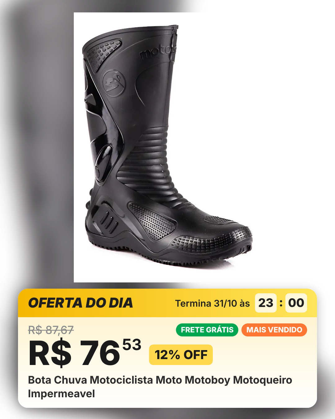 Bota Chuva Motociclista Moto Motoboy Motoqueiro Impermeavel