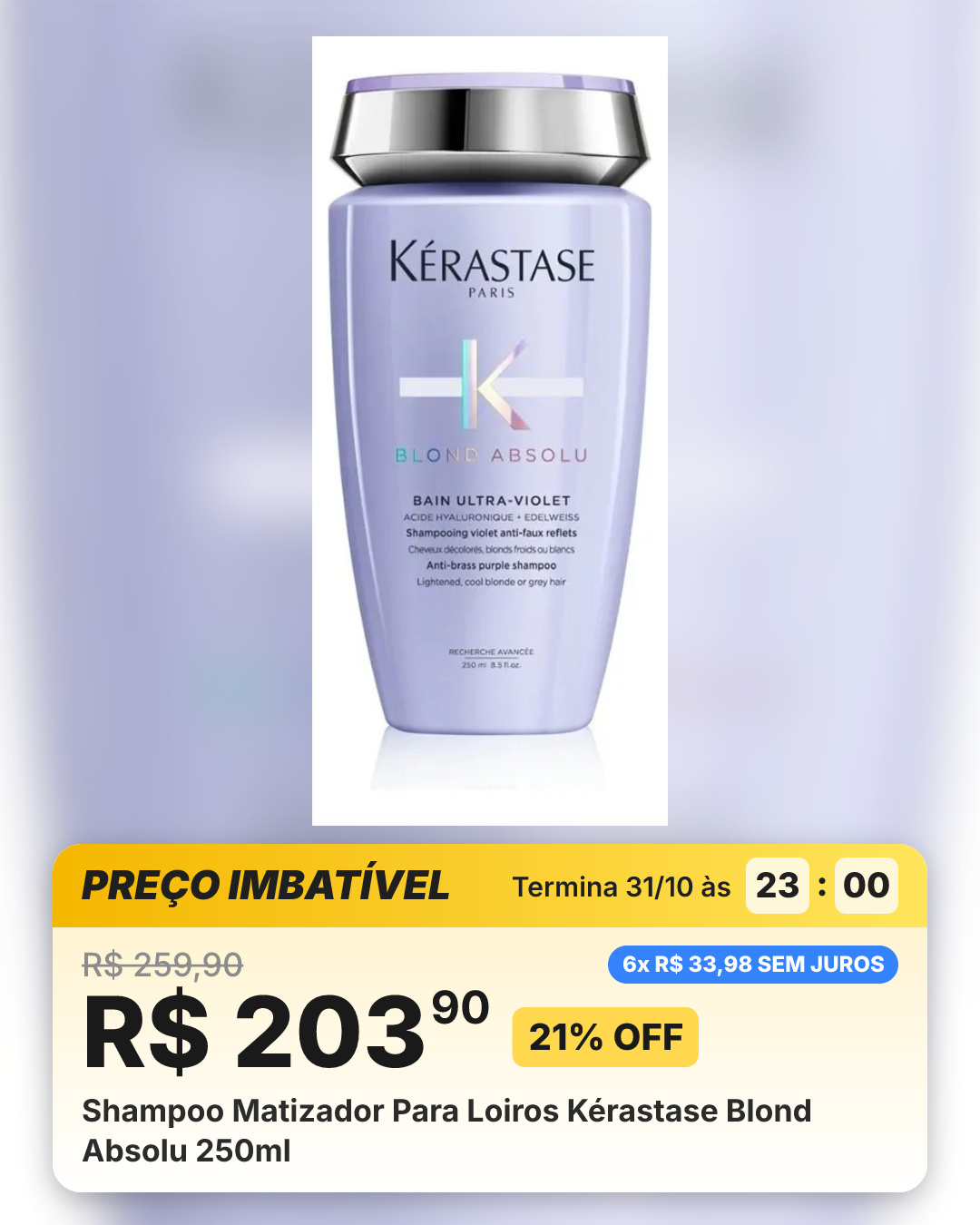 Shampoo Matizador Para Loiros Kérastase Blond Absolu 250ml