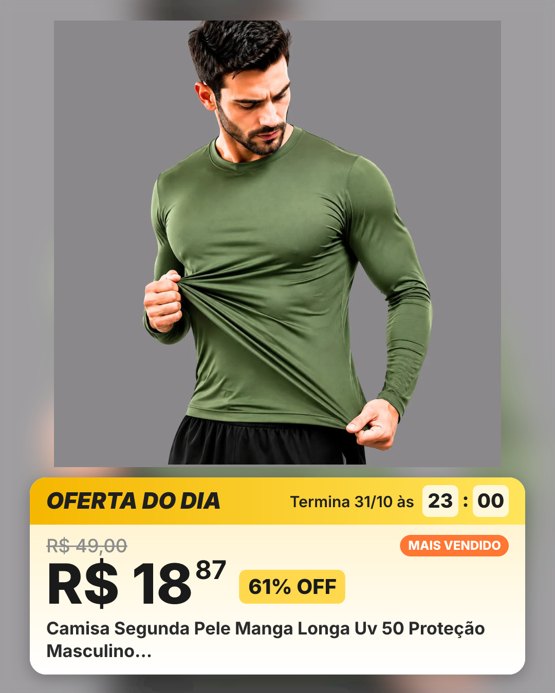 Camisa Segunda Pele Manga Longa Uv 50 Proteção Masculino…