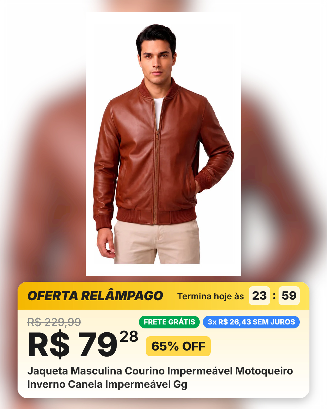 Jaqueta Masculina Courino Impermeável Motoqueiro Inverno Canela Impermeável Gg