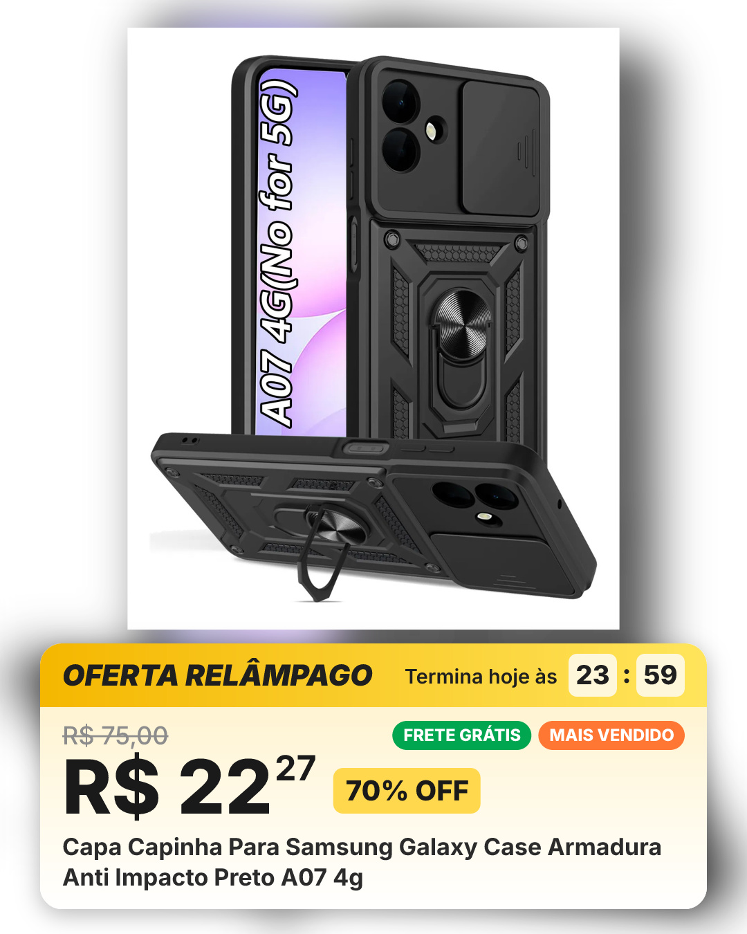 Capa Capinha Para Samsung Galaxy Case Armadura Anti Impacto Preto A07 4g