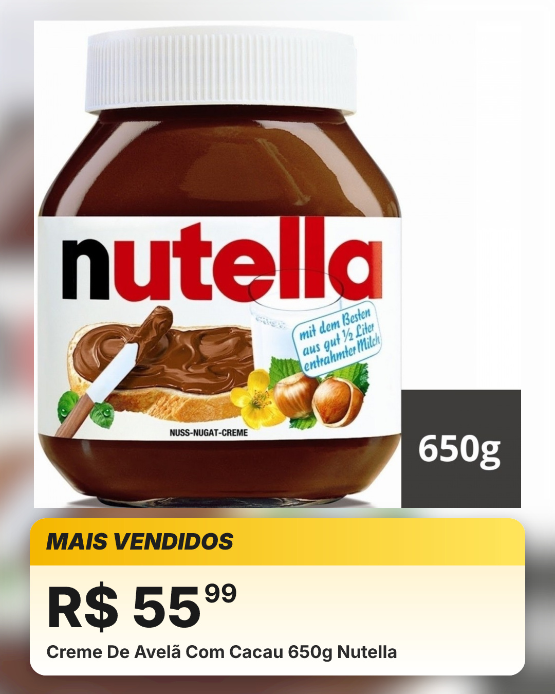 Creme De Avelã Com Cacau 650g Nutella