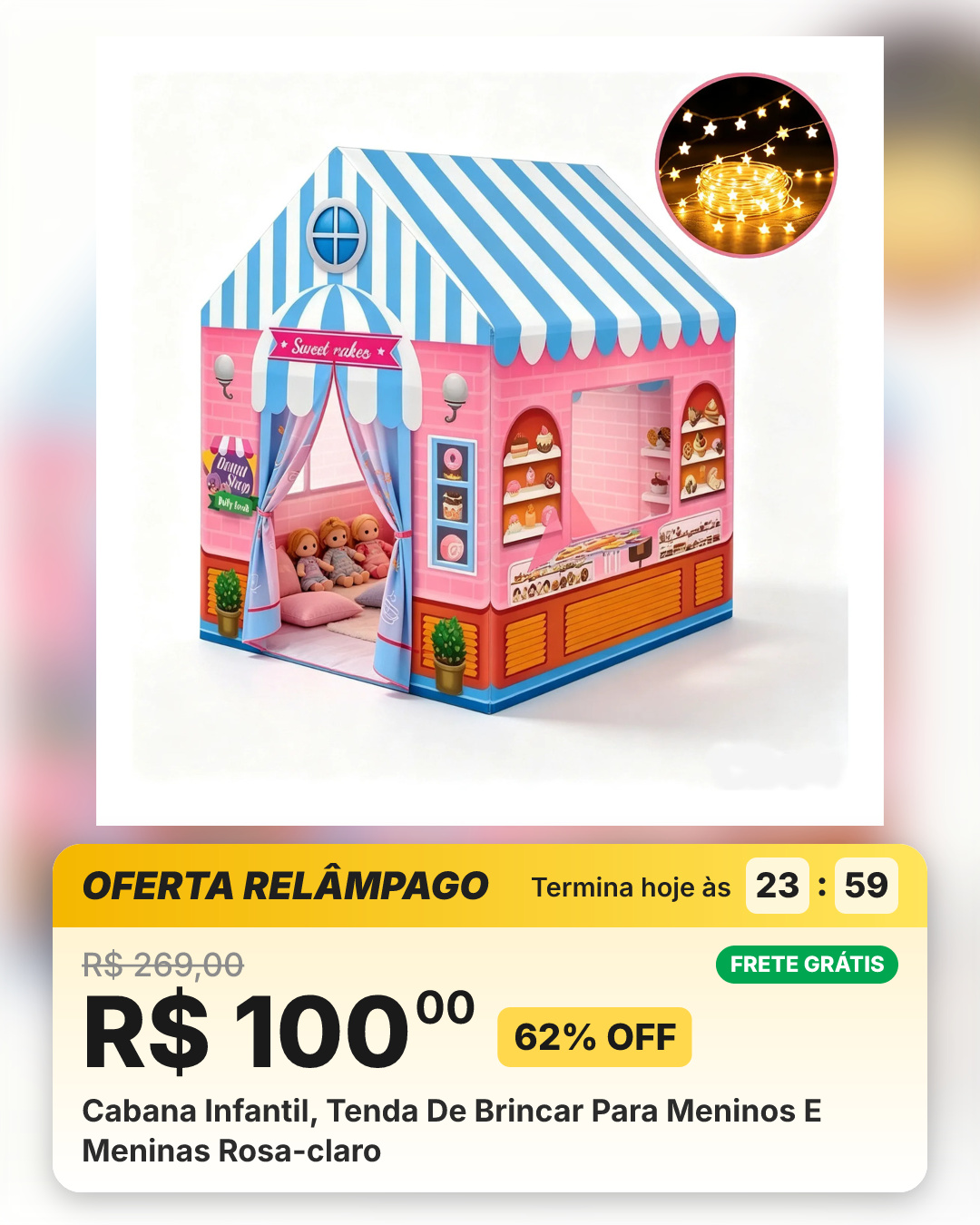 Cabana Infantil, Tenda De Brincar Para Meninos E Meninas Rosa-claro