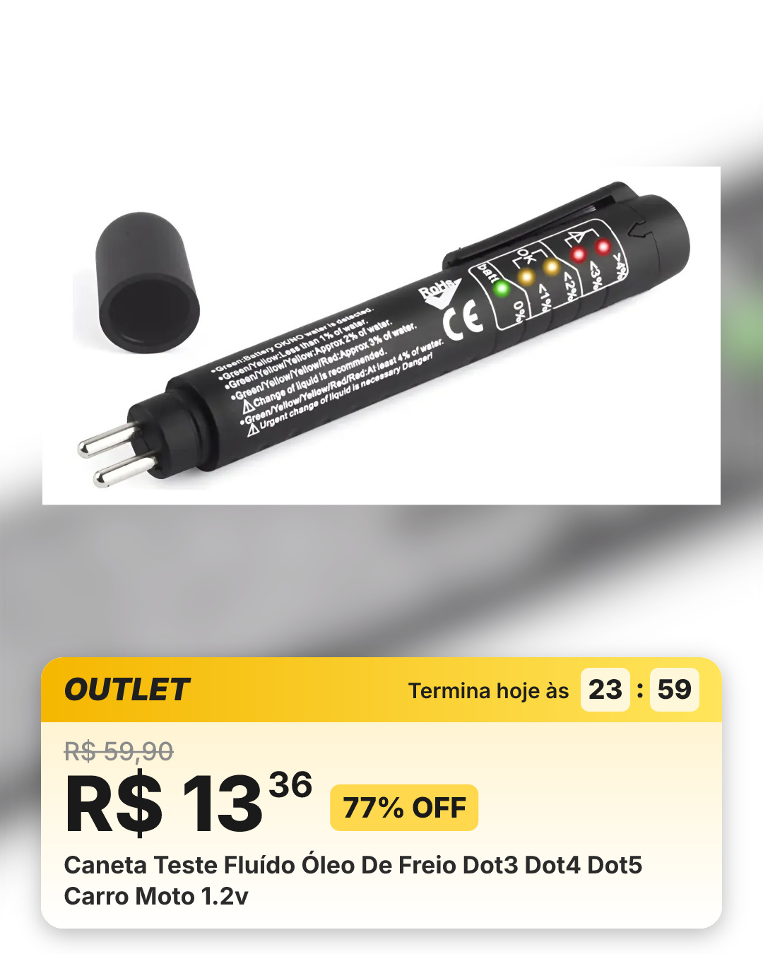 Caneta Teste Fluído Óleo De Freio Dot3 Dot4 Dot5 Carro Moto 1.2v