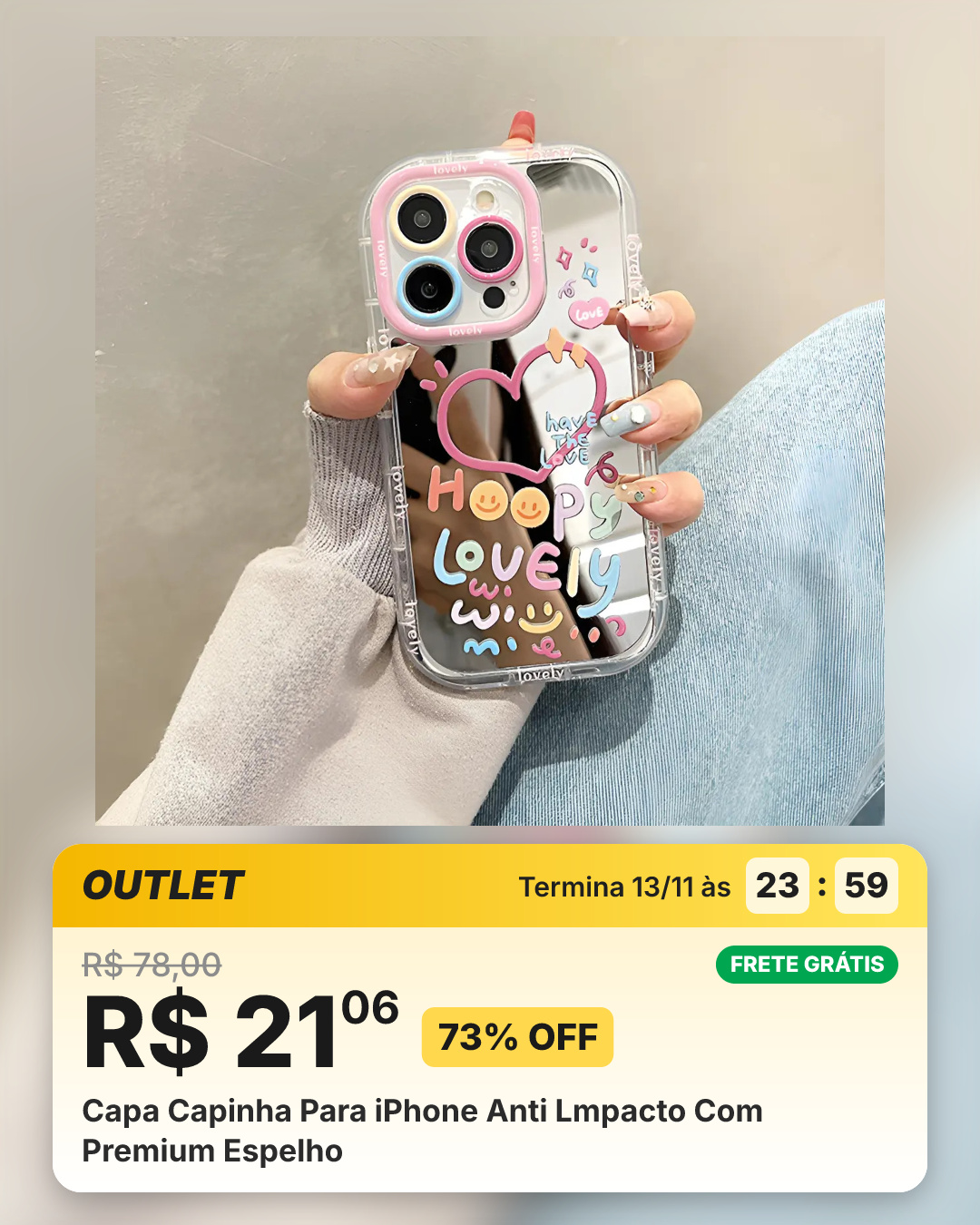 Capa Capinha Para iPhone Anti Lmpacto Com Premium Espelho