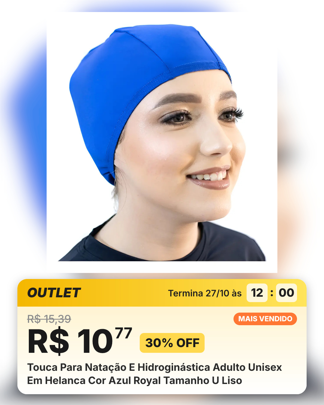 Touca Para Natação E Hidroginástica Adulto Unisex Em Helanca Cor Azul Royal Tamanho U Liso