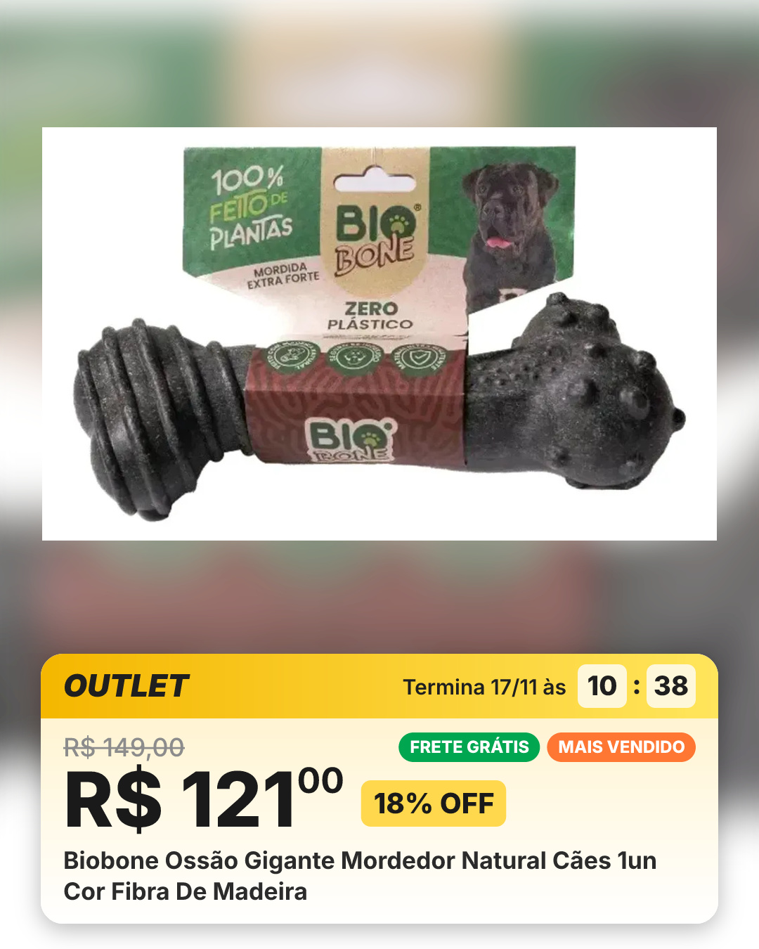 Biobone Ossão Gigante Mordedor Natural Cães 1un Cor Fibra De Madeira