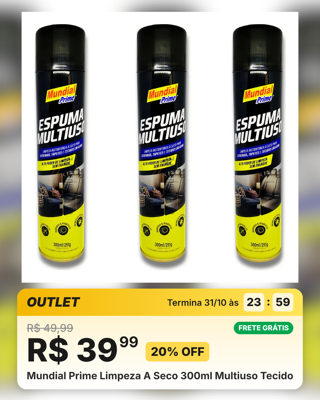 Mundial Prime Limpeza A Seco 300ml Multiuso Tecido