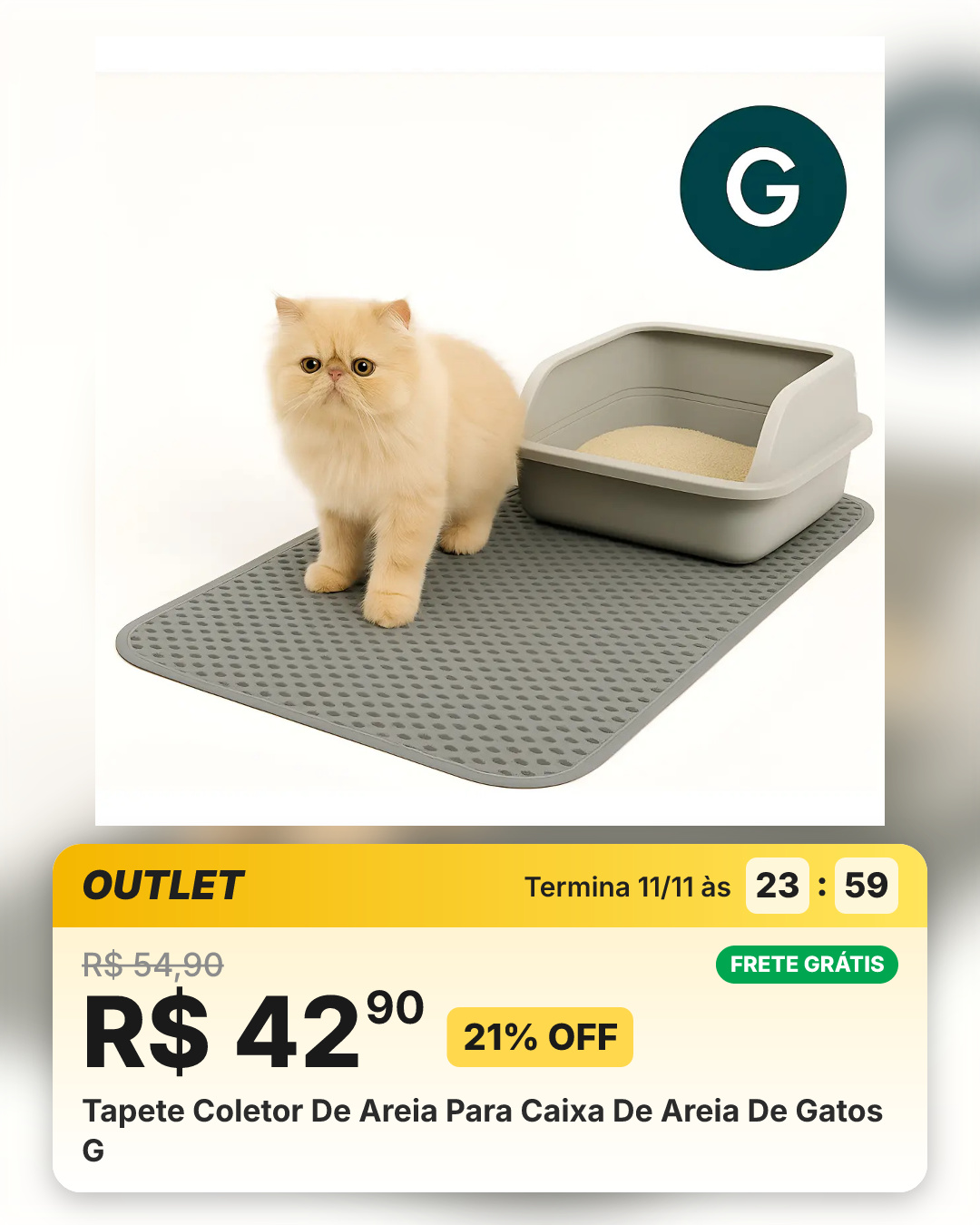Tapete Coletor De Areia Para Caixa De Areia De Gatos G