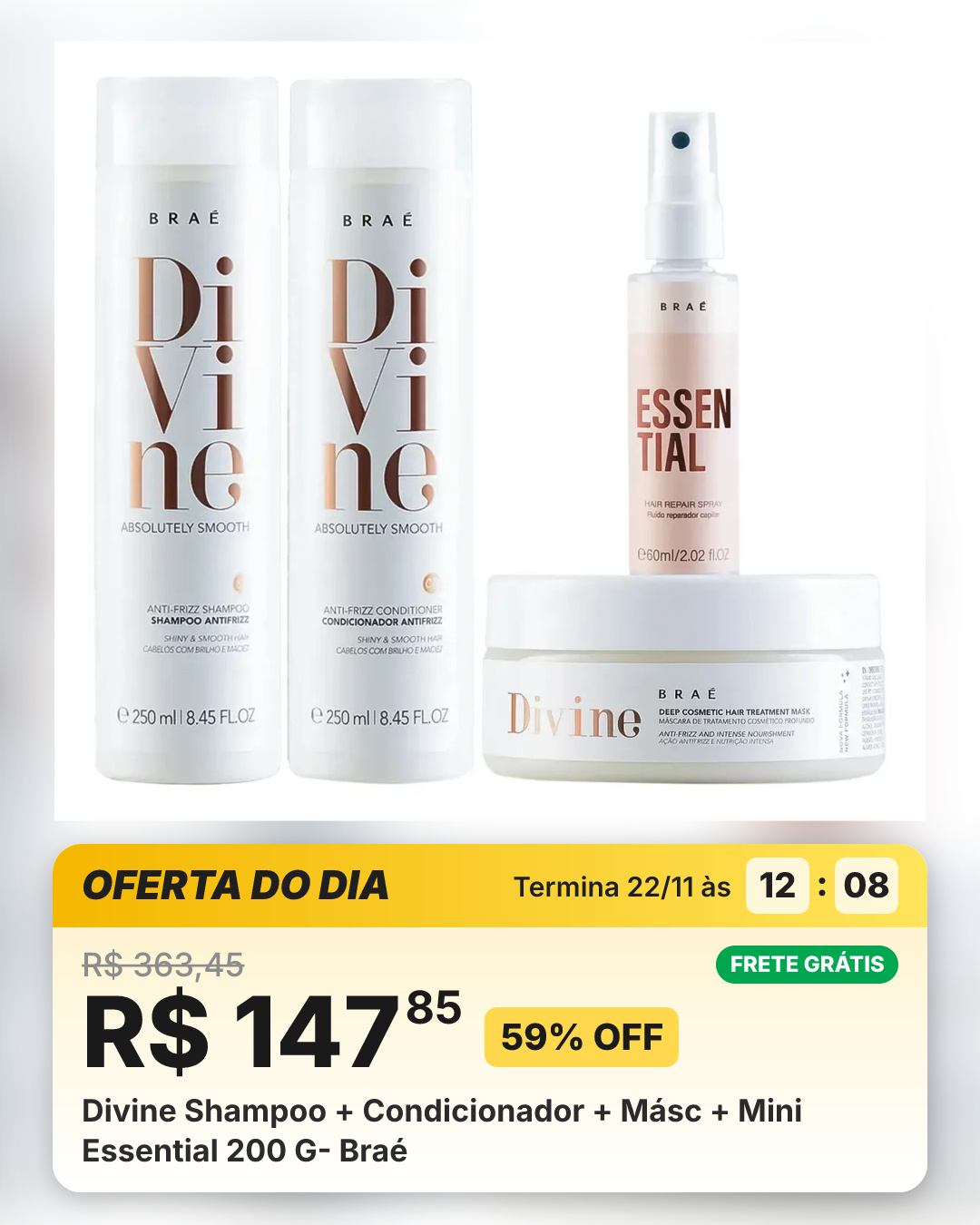 Divine Shampoo + Condicionador + Másc + Mini Essential 200 G- Braé