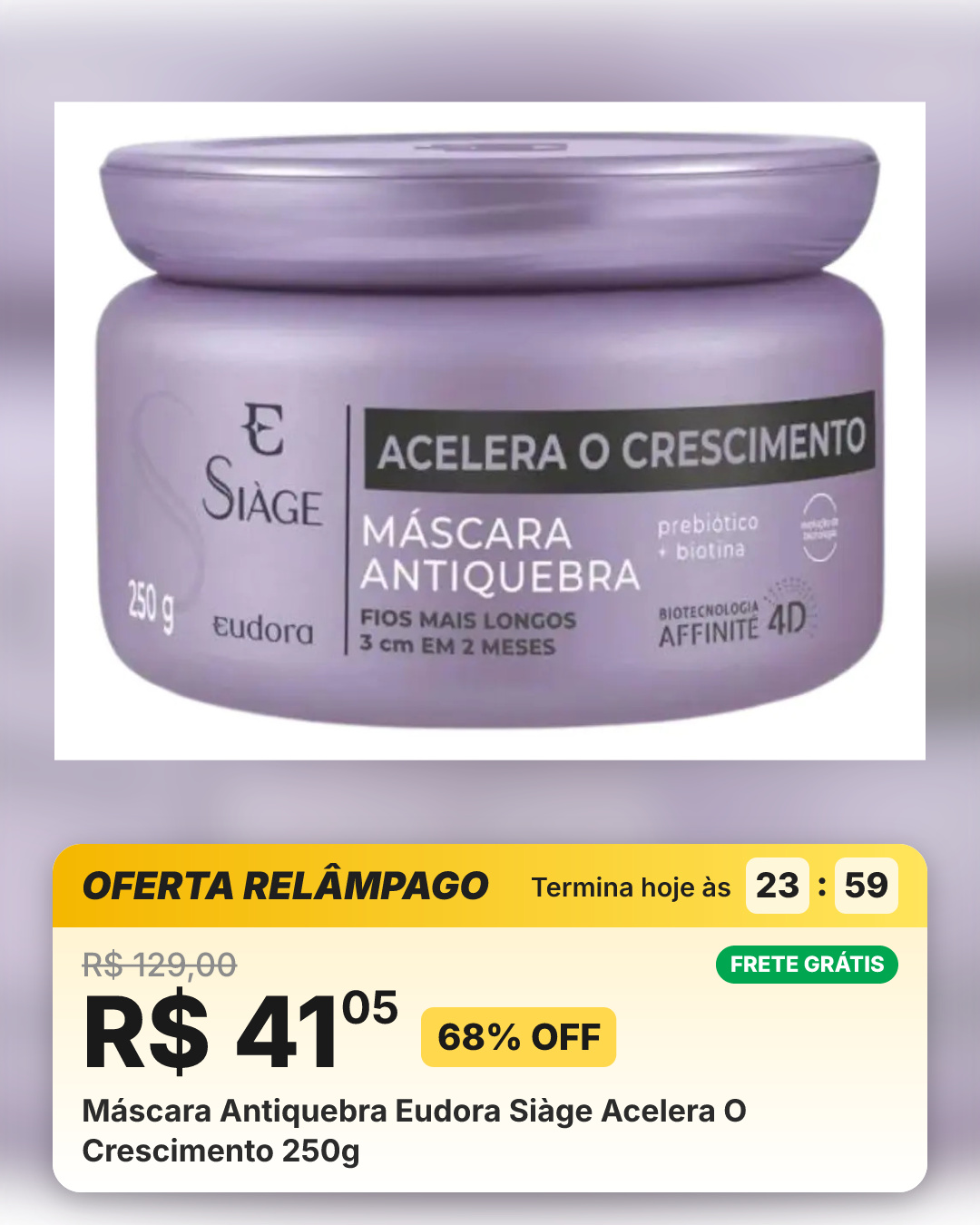 Máscara Antiquebra Eudora Siàge Acelera O Crescimento 250g