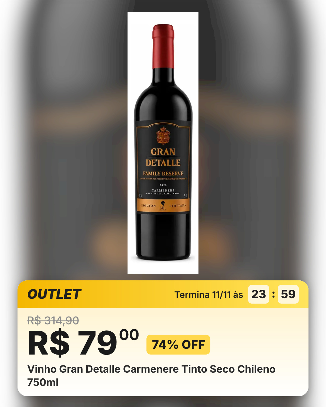 Vinho Gran Detalle Carmenere Tinto Seco Chileno 750ml