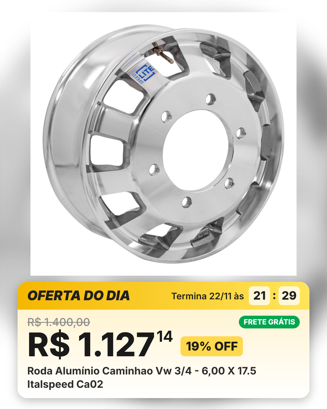 Roda Alumínio Caminhao Vw 3/4 - 6,00 X 17.5 Italspeed Ca02