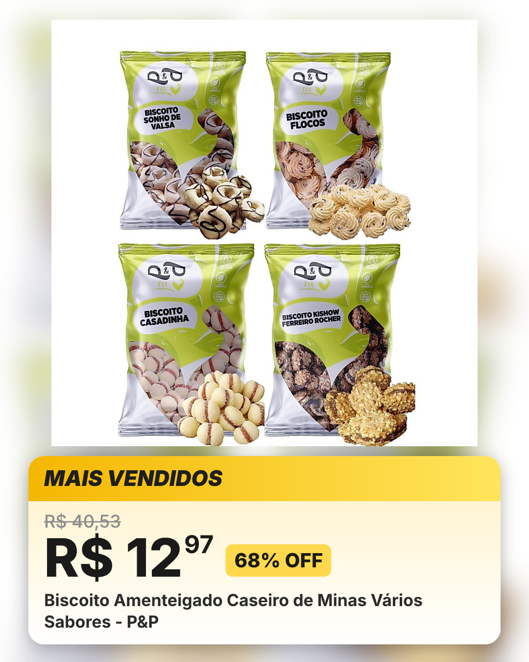 Biscoito Amenteigado Caseiro de Minas Vários Sabores - P&P
