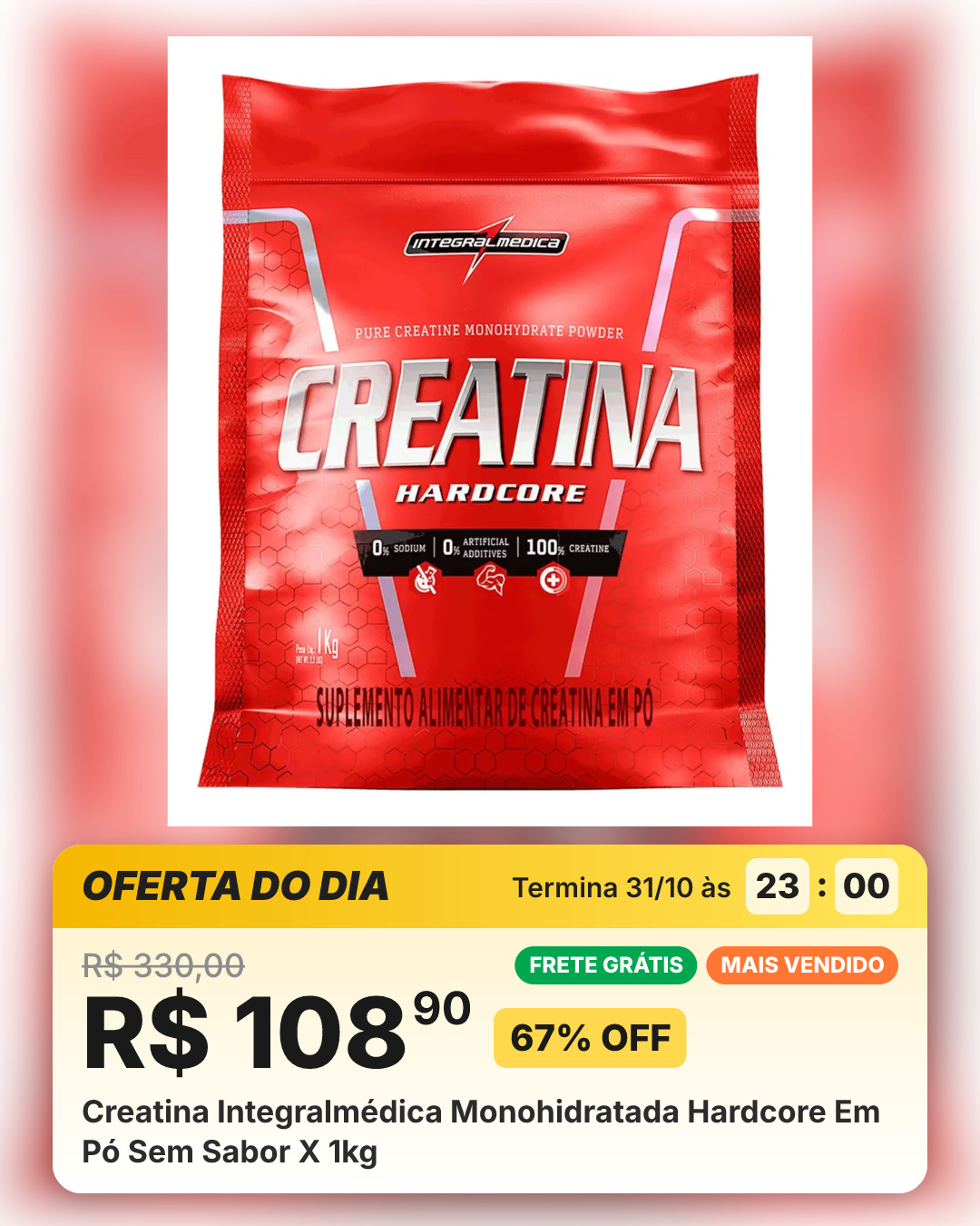 Creatina Integralmédica Monohidratada Hardcore Em Pó Sem Sabor X 1kg