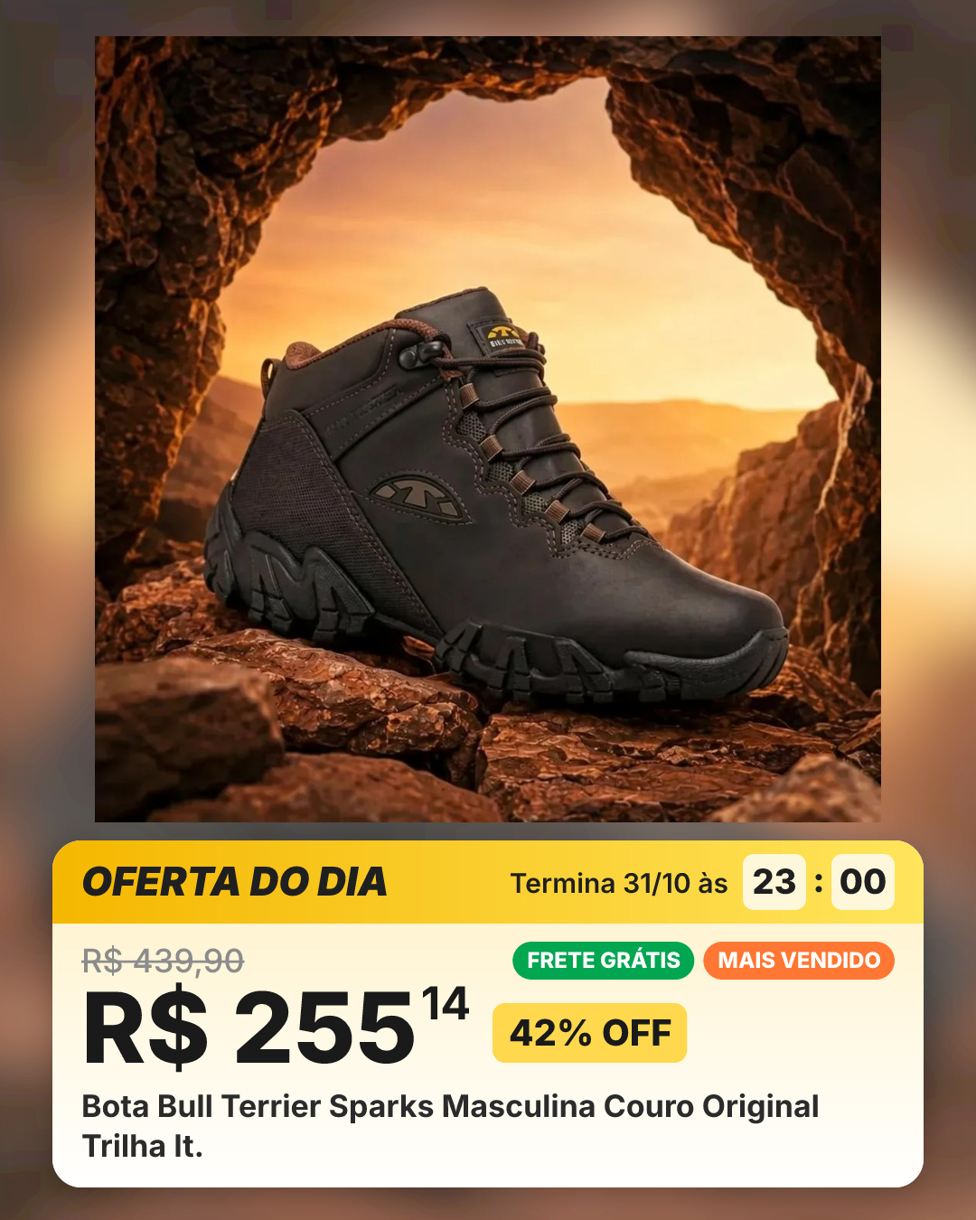 Bota Bull Terrier Sparks Masculina Couro Original Trilha It.