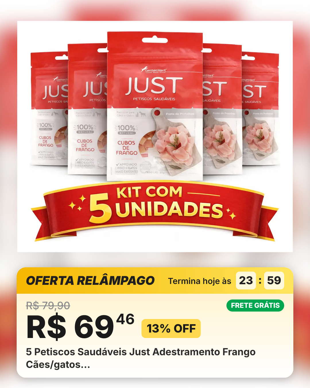 5 Petiscos Saudáveis Just Adestramento Frango Cães/gatos…