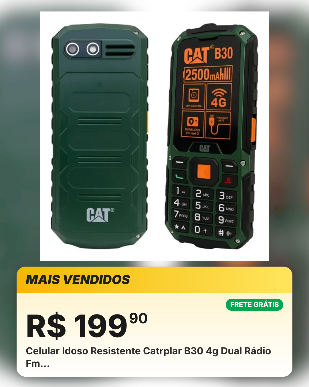 Celular Idoso Resistente Catrplar B30 4g Dual Rádio Fm…