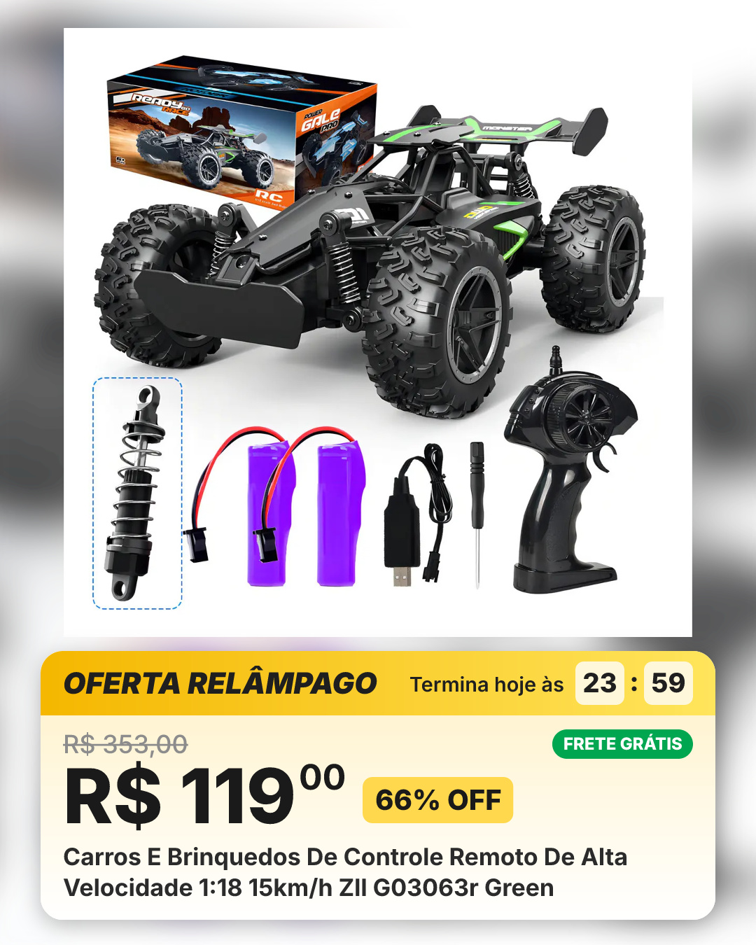 Carros E Brinquedos De Controle Remoto De Alta Velocidade 1:18 15km/h Zll G03063r Green