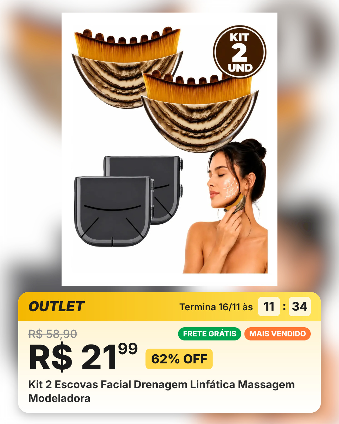 Kit 2 Escovas Facial Drenagem Linfática Massagem Modeladora