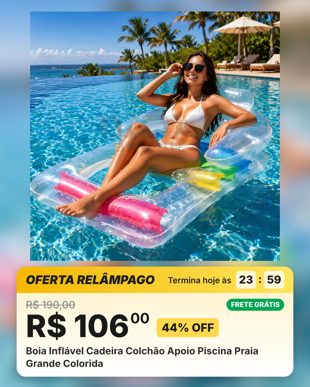 Boia Inflável Cadeira Colchão Apoio Piscina Praia Grande Colorida