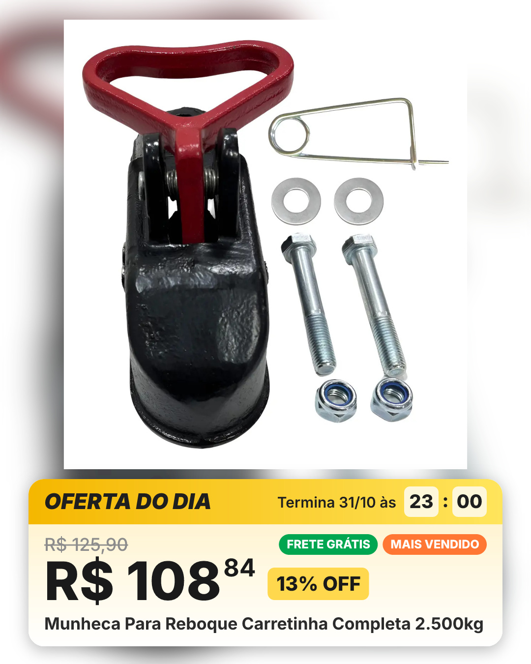 Munheca Para Reboque Carretinha Completa 2.500kg